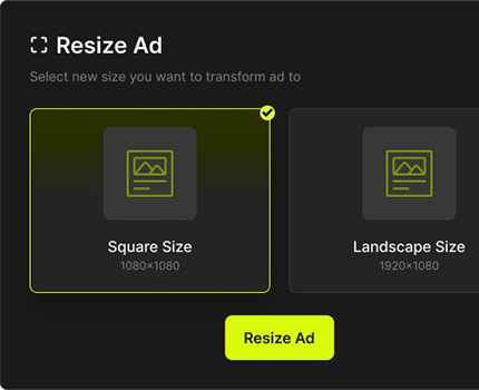 AdStar resize dialog: adjust the size of the creative
